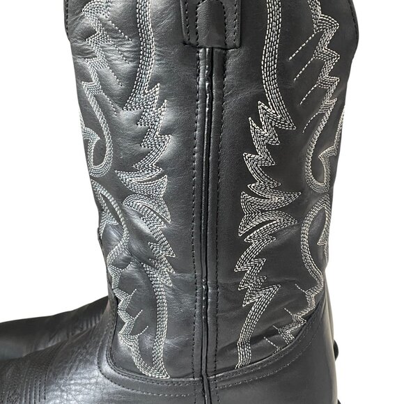 Laredo Black Leather Western Cowboy Boots Men 9D Ranch Rodeo Vintage Country - Picture 6 of 11